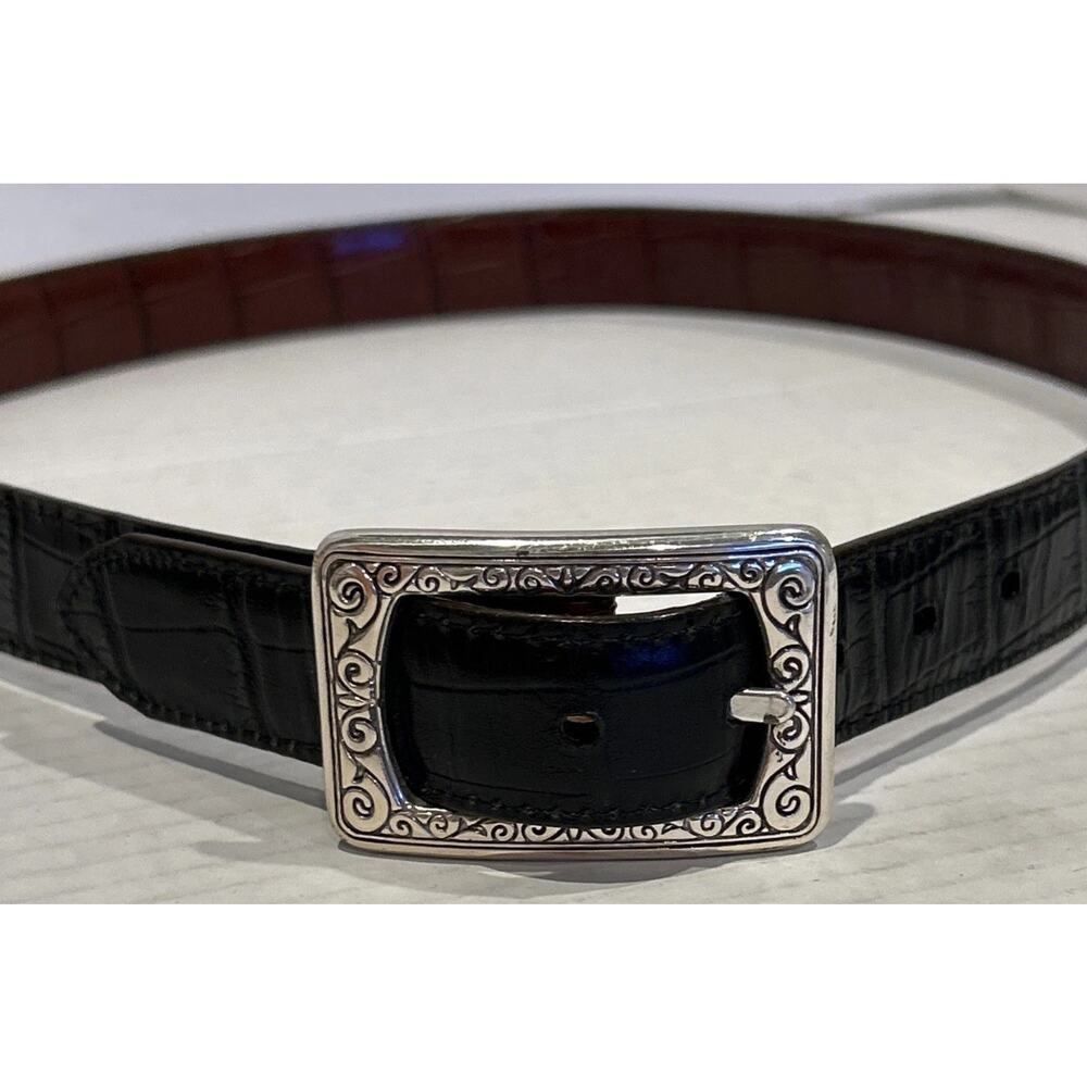 Brighton Belt Reversible Brown & Black Crocodile Size ML 32 Leather 1" EUC - Picture 4 of 8